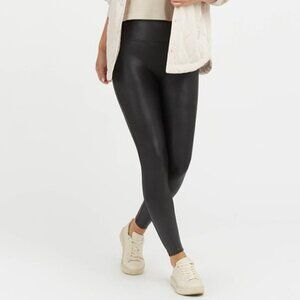 Spanx faux leather leggings skinny black high waisted Power waistband X-Small